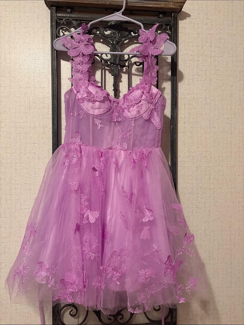 Lavender Butterfly Tulle Prom Dress